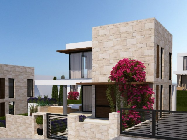 Newly completed 3+1 villas with large gardens for sale in Kyrenia Zeytinlk.