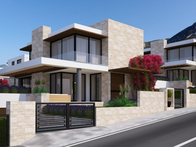 Newly completed 3+1 villas with large gardens for sale in Kyrenia Zeytinlk.