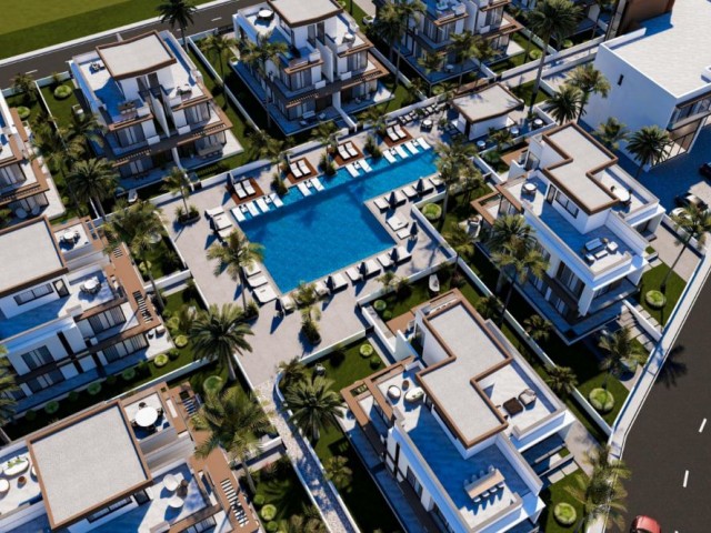 Zweistöckige 3+1-Villa in einem Luxuskomplex mit Pool am Meer in Yeni Boğaziçi steht zum Verkauf!