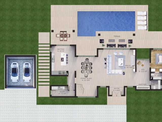 Kıbrıs'ta Girne Bellapais'te Haziran 2023 Teslim Tarihli 7 Konutlu Satılık Villa Projesi