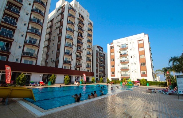 1+1 Flat For Sale With Sea and Pool View With Ready Title Deed