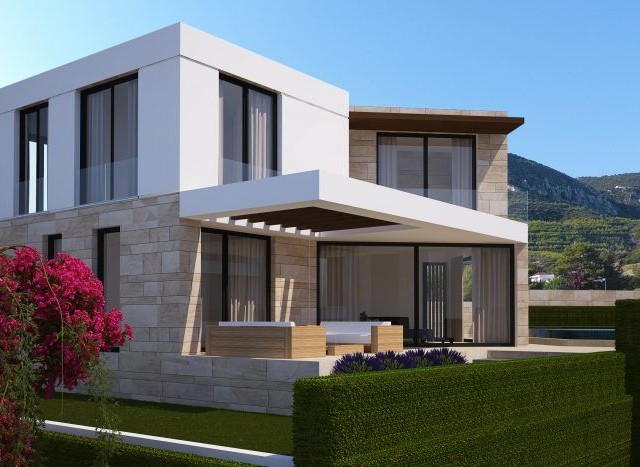 Girne nin en elit bolgesinde, ozel tasarlanmış, satılık bodrumlu 3 yatak odalı havuzlu villa