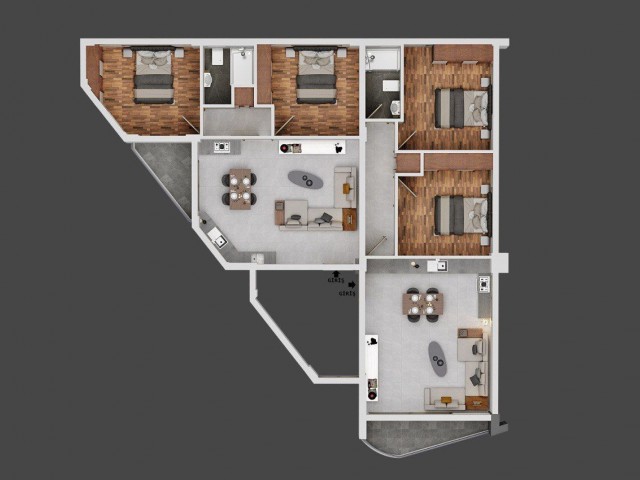 Lefkoşa Ortaköy'de En Prestijli Bolgesinde Yaşamaya Yönelik Komforlu Büyük Balkonlu 2 ve 3  Yatak Odalı Penthouse ve Dairelerimiz