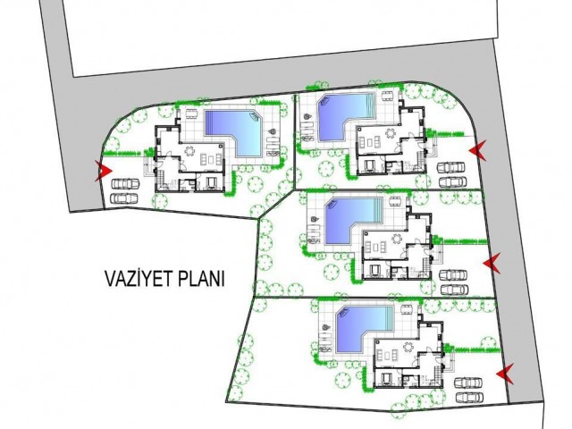 Girne, Çatalköy'de Oldukça Modern 4+1 Geniş Bahçeli ve Havuzlu Villa