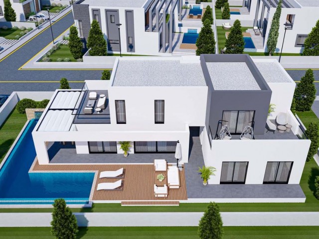 Villas with 3 + 1, 4 + 1 Options in an Ultra-Luxury Modern Site Located in Famagusta, Yenibogazici ** 