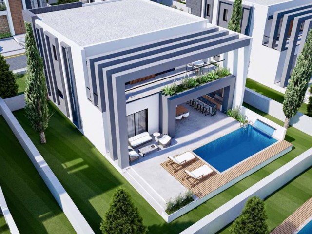 Villas with 3 + 1, 4 + 1 Options in an Ultra-Luxury Modern Site Located in Famagusta, Yenibogazici ** 