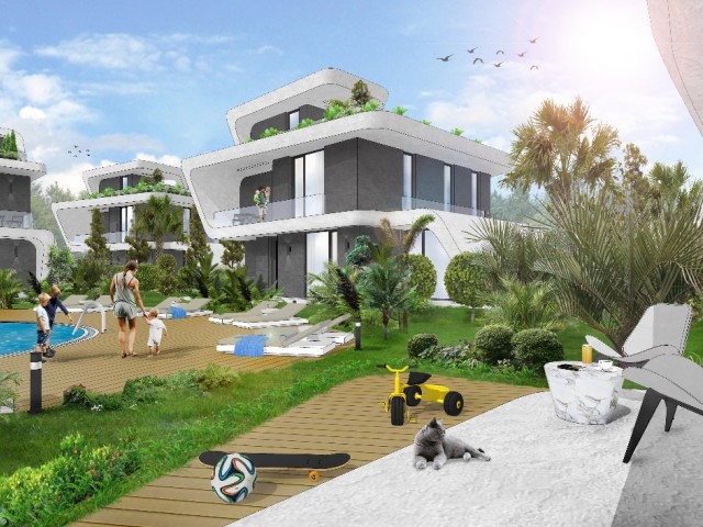 Girne Lapta'da 4 Yatak Odalı Villa ve 3 Yatak Odalı İkiz Villa Projemiz! 430 m2 bahçeli Ve Ortak havuzlu , Denize 300 Metre uzaklıkta Projemiz