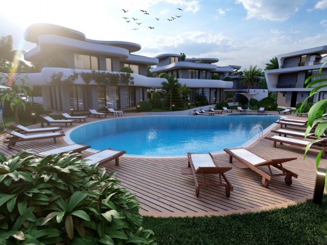 Our Project, Which is a 4-Bedroom Twin Villa in Kyrenia Lapta, has a garden of 350-438m2 And a shared pool, 300 Meters from the sea **