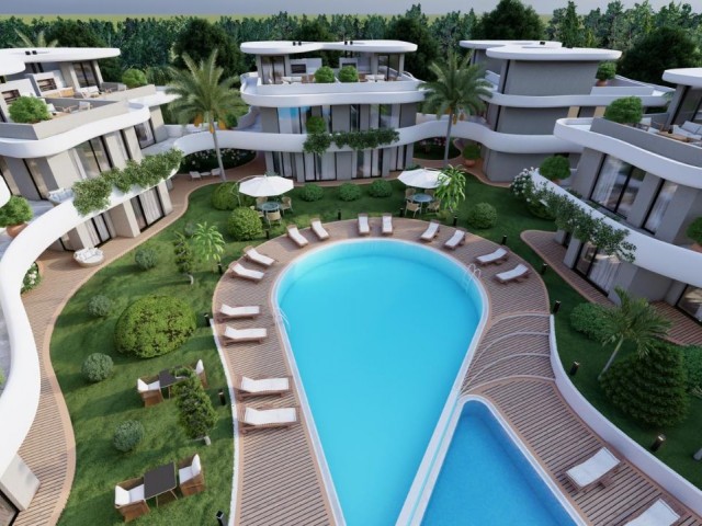 Our Project, Which is a 4-Bedroom Twin Villa in Kyrenia Lapta, has a garden of 350-438m2 And a shared pool, 300 Meters from the sea **