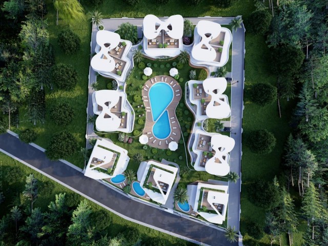 Our Project, Which is a 4-Bedroom Twin Villa in Kyrenia Lapta, has a garden of 350-438m2 And a shared pool, 300 Meters from the sea **