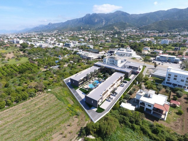 1 & 2 Schlafzimmer in Kyrenia Alsancak , Erdgeschoss-Wohnungen mit Gemeinschaftspool 1 mit Garten. Wohnungen auf dem Boden unser neues Luxusprojekt mit Dachterrasse ** 