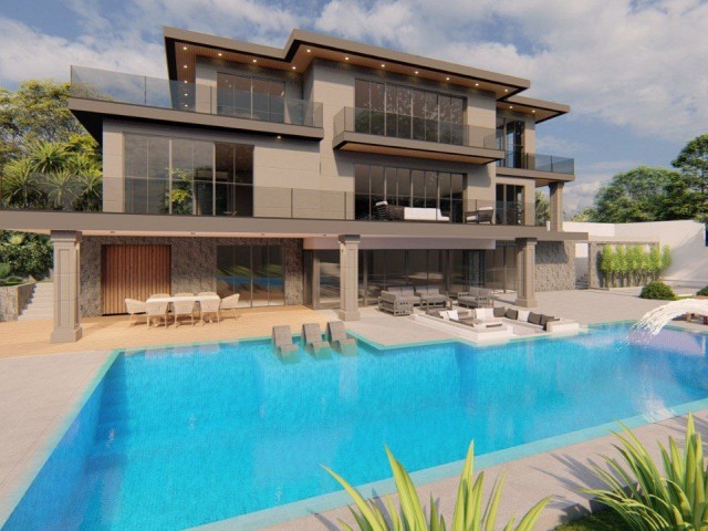 Our New Project with 5 Bedrooms, 7 Bathrooms, Smart Home Features, Pool Sauna and Various Details in Kyrenia Doğanköy
