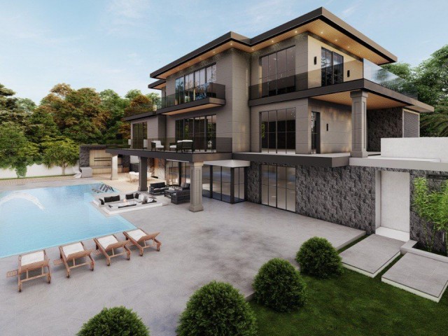 Our New Project with 5 Bedrooms, 7 Bathrooms, Smart Home Features, Pool Sauna and Various Details in Kyrenia Doğanköy