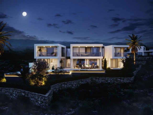 Our New Villa Project Consisting of 4 Bedrooms and 5 Bedrooms Villas in Girne, Çatalköy, with Pool and Seafront, Isolated from Noise