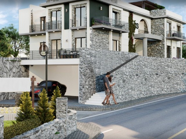 Unser neues Projekt besteht aus 3-Zimmer-Wohnungen mit Innen- und Außenbalkon mit Meer- und Bergblick in Çatalköy, Girne