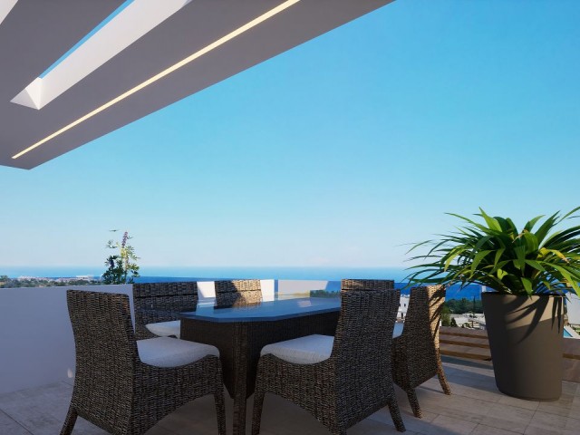 Our New Project in Girne Esentepe, 200 meters from Esentepe Public Beach, with 2 & 1 Bedroom LOFT and Garden Flat Options, Shared Indoor and Outdoor Pool