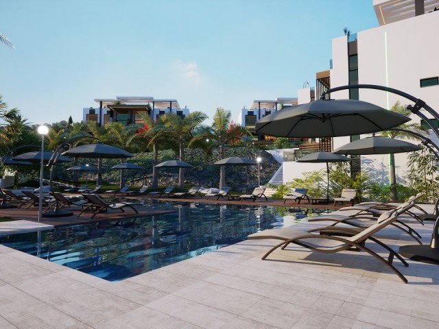 Our New Project in Girne Esentepe, 200 meters from Esentepe Public Beach, with 2 & 1 Bedroom LOFT and Garden Flat Options, Shared Indoor and Outdoor Pool