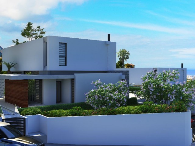 Unser neues Residenz-Villa-Projekt mit 4 Schlafzimmern und 4 Badezimmern mit Blick ins Grüne und Pool am Stadtrand von Girne Bellapais