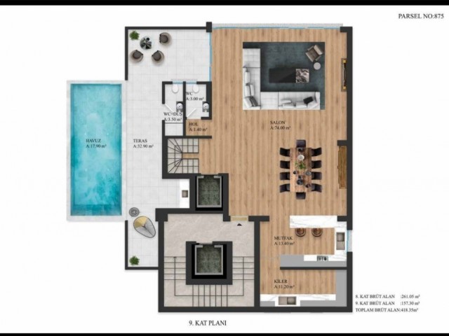 پروژه آپارتمان تجاری و مسکونی ما در مرکز گیرنه با زیرساخت ژنراتور مجوز اداری و آسانسور 2 خوابه