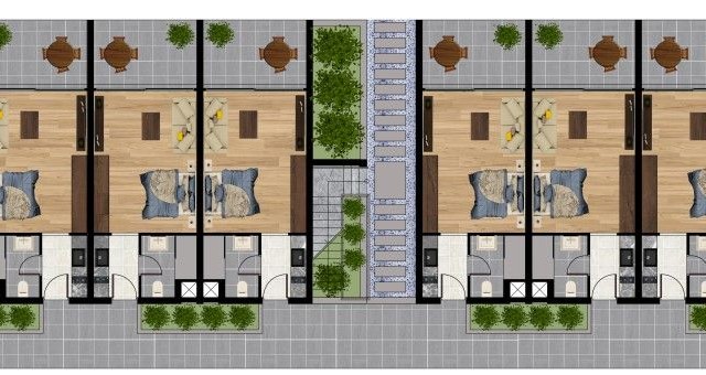 Unser neues Projekt mit 1-Schlafzimmer-Studio, verschiedenen Villen und Apartments mit Sozialbereichen und Gemeinschaftspools und Saunen in Girne Lapta