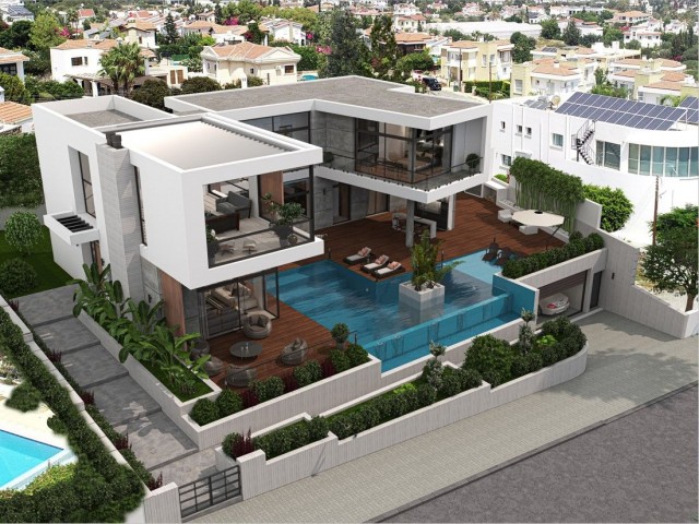Unsere Villa besteht aus 5 Schlafzimmern, Pool, Terrasse mit Meerblick und Bergblick, eine Villa in Girne Bellapais, Girne
