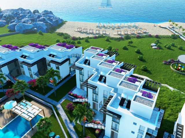 Unser neues Projekt in Famagusta Tatlisu mit einem Sportbereich am Meer mit 3 Schlafzimmern am unteren Ende des Komplexes mit seinem wunderschönen Strand und dem klaren Strand