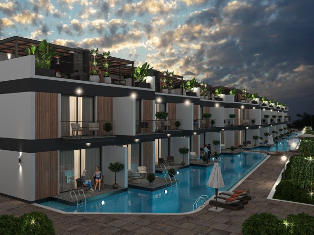 Unser neues Projekt von 35 2-Zimmer-Wohnungen mit Whirlpool, Terrasse und Gemeinschaftspool in Girne Karşıyaka