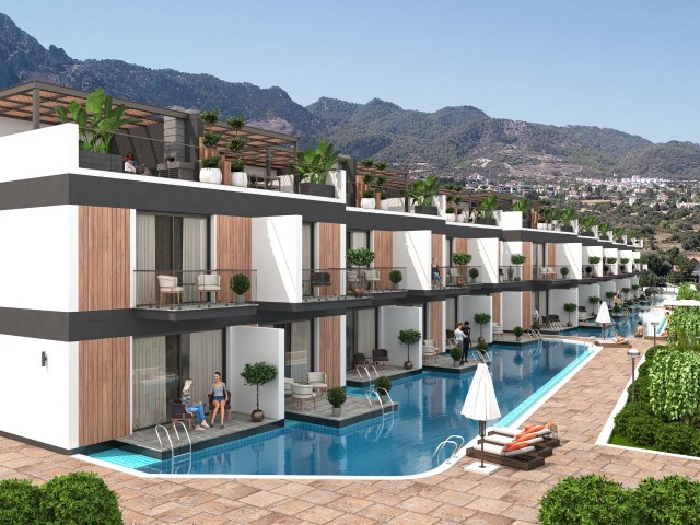 Our New Project of 35 2 Bedroom Flats with Jacuzzi and Terrace and Shared Pool in Girne Karşıyaka