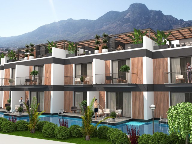 Unser neues Projekt von 35 2-Zimmer-Wohnungen mit Whirlpool, Terrasse und Gemeinschaftspool in Girne Karşıyaka