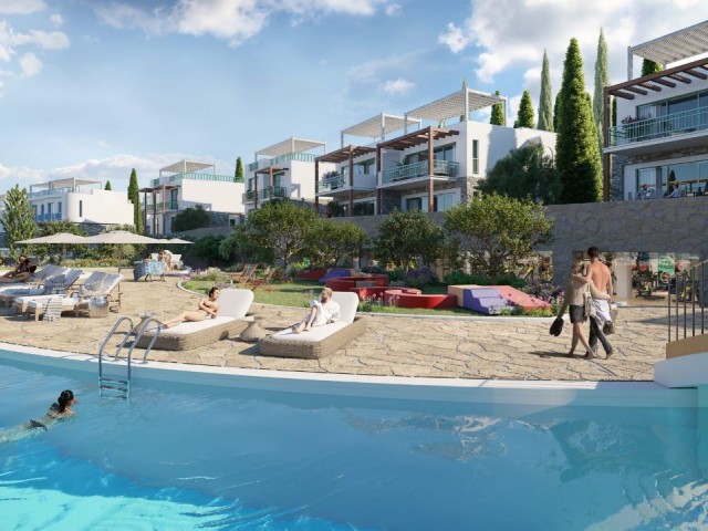 Unser neues Projekt am Meer, bestehend aus 2-Schlafzimmer-Wohnungen und Villen mit Pool in Lapta, Kyrenia