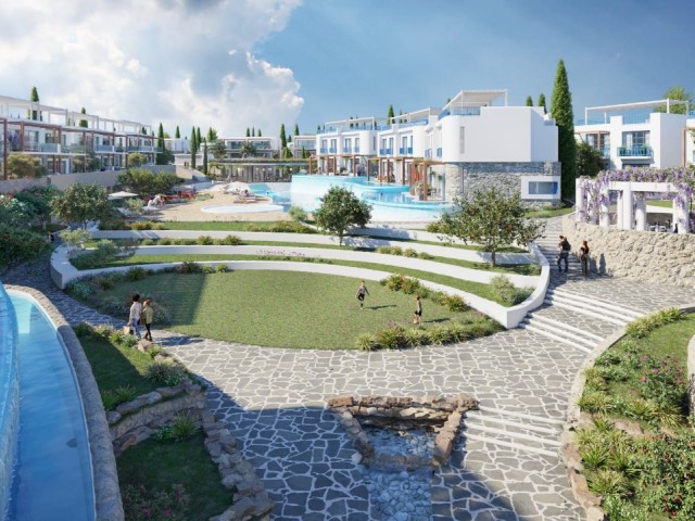 Наш новый проект на берегу моря, состоящий из апартаментов с 2 спальнями и вилл с бассейном в Лапте, Кирения