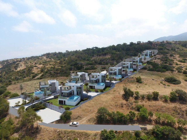 Kyrenia Esentepe 3-Schlafzimmer-Villa mit Infinity-Pool in Verbindung mit Meer und Bergen