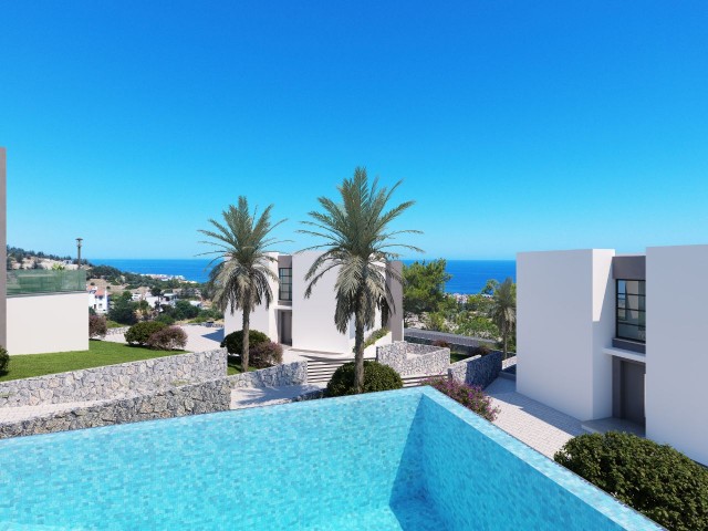 Kyrenia Esentepe 3-Schlafzimmer-Villa mit Infinity-Pool in Verbindung mit Meer und Bergen