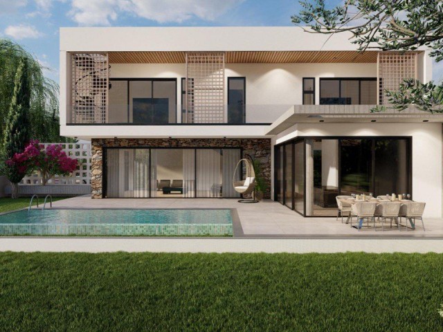 Unser neues Projekt in Esentepe, Girne, bestehend aus freistehenden Häusern mit 3 und 4 Schlafzimmern sowie einem Pool mit Sauna und Sonnenliegen