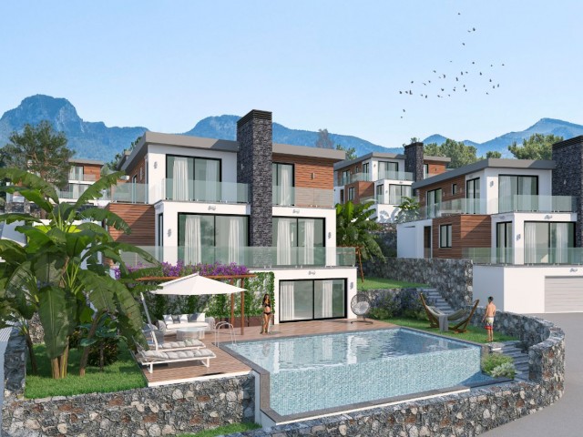 4 Schlafzimmer 950M2 Grundstücksgröße Villa Projekt mit Kamin, Pool und Meerblick in Catalkoy, Kyrenia