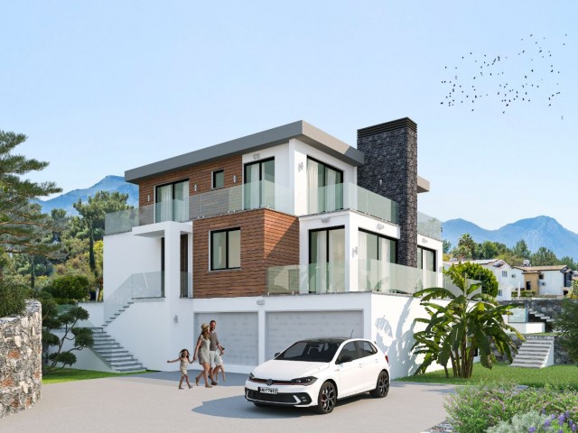 4 Bedroom 950M2 Plot Size Villa Project with Fireplace, Pool and Sea View in Catalkoy, Kyrenia