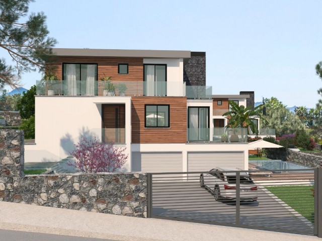4 Schlafzimmer 950M2 Grundstücksgröße Villa Projekt mit Kamin, Pool und Meerblick in Catalkoy, Kyrenia