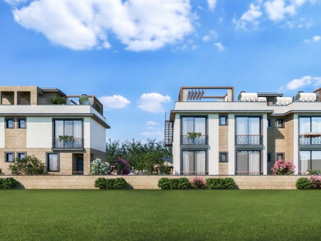 پروژه جدید آپارتمان 2 خوابه ما با استخر در Girne Lapta با چشم انداز باشکوه دریا و کوه و تراس، مجتمع کبابی
