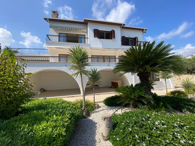 Furnished  6-Bedroom Duplex Villa for Rent with Pool, Mountain and Sea Views on 5 Decares of Land in Girne Zeytinlik with Separate House for Guest House/Maid