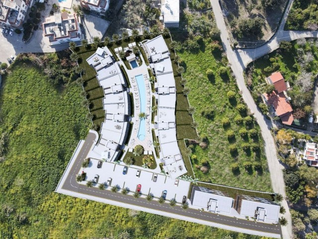 Unser neues Projekt in Girne Lapta, in der Nähe der Hauptstraße mit doppelter Aussicht, alle Apartments mit Pool direkt am Meer