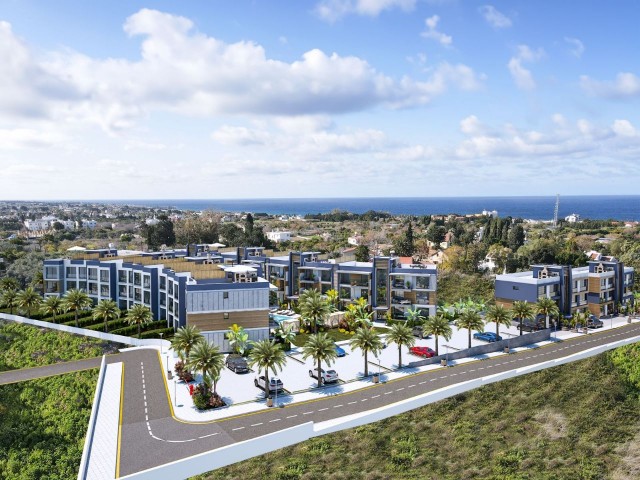 Unser neues Projekt in Girne Lapta, in der Nähe der Hauptstraße mit doppelter Aussicht, alle Apartments mit Pool direkt am Meer