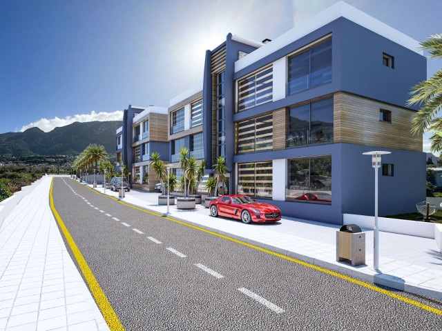 Unser neues Projekt in Girne Lapta, in der Nähe der Hauptstraße mit doppelter Aussicht, alle Apartments mit Pool direkt am Meer