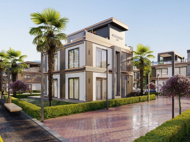 Unser Villa-Projekt besteht aus 4 und 3 Schlafzimmern in Girne Lapta, fußläufig zum Strand, zentral gelegen, Pool, Garten und offenem Balkon und Terrasse auf beiden Etagen