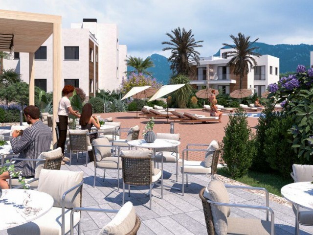 Makellose Penthouse- und Gartenapartments mit 2 Schlafzimmern und herrlichem Meer- und Bergblick in Karaağaç, Kyrenia