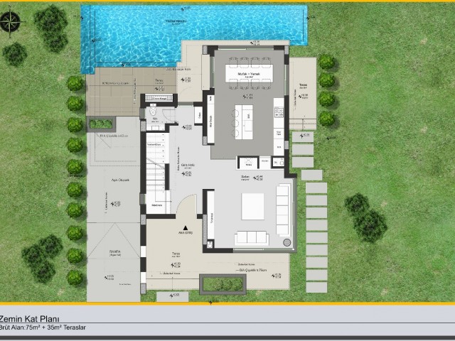 3+1 LUXUSVILLA mit Panoramablick auf die Berge und das Meer in Ozanköy – in der Nähe des Doğa College und der Wissenschaftsuniversität