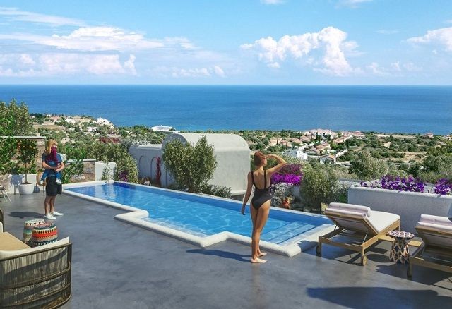 Elite-, Premium- und Junior-Villen mit Infinity-Suiten zum Verkauf auf unserer Bergseite mit Panoramablick auf das Meer, Kyrenia – Kayalar