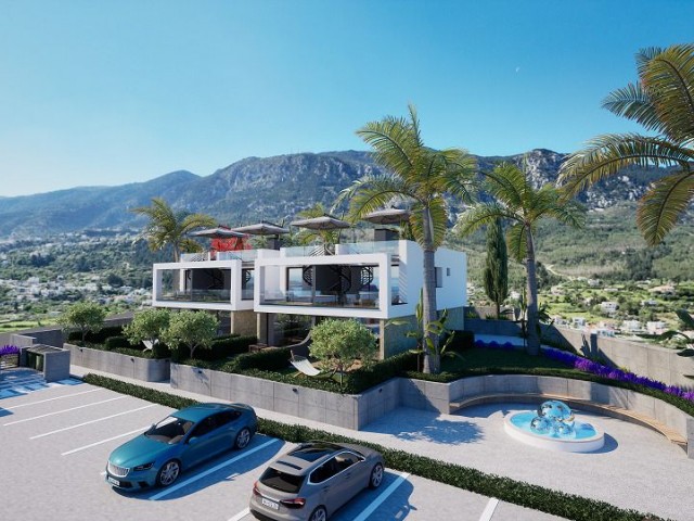 Stilvolle 2+1 Penthouse- und Gartenwohnungen mit Gemeinschaftspool zum Verkauf in Kyrenia – Lapta