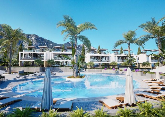 Stilvolle 2+1 Penthouse- und Gartenwohnungen mit Gemeinschaftspool zum Verkauf in Kyrenia – Lapta