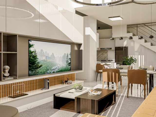 آپارتمان شیک شیروانی برای فروش با چشم انداز معماری 360 درجه در Yeniboğaziçi، فاماگوستا