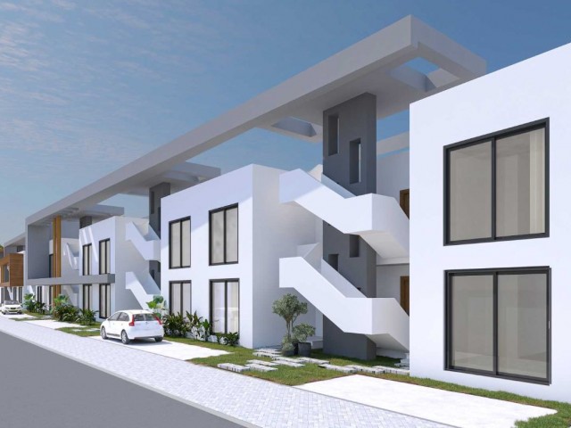 Moderne 2-Zimmer-Wohnung mit Gemeinschaftspool zum Verkauf in Yeniboğazi, Famagusta